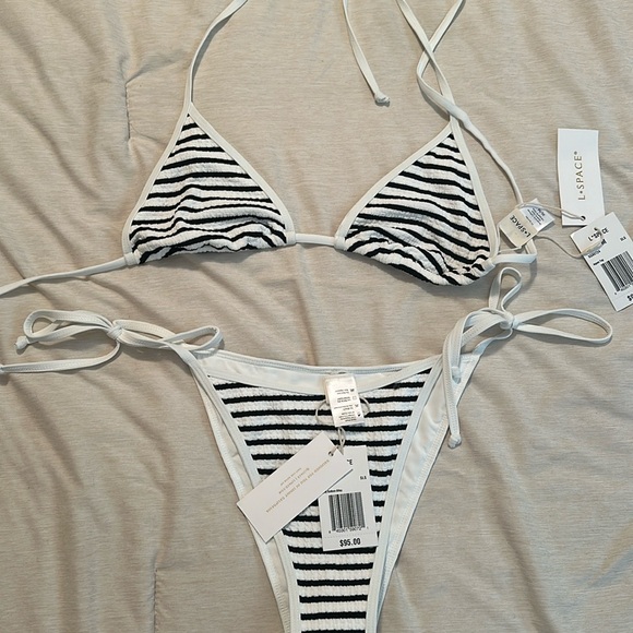 L*SPACE black and white striped bikini , NEW WITH TAGS! NEVER WORN! - Picture 1 of 5